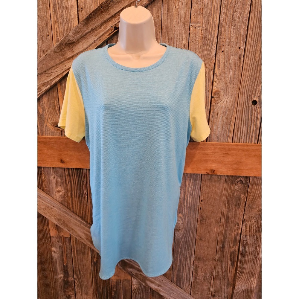 Lands end size L women 2 toned color block stripes Peru ^